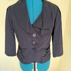 Black & White Pant & Skirt Pinstripe Suit with Bow Detail